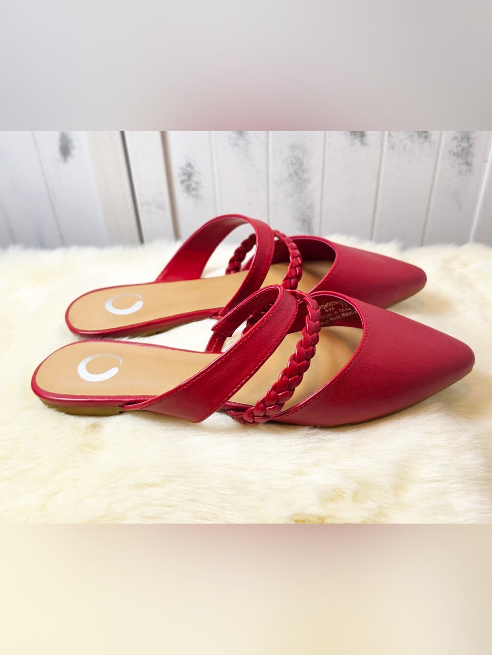 Journee Collection Red Braided-Strap Pointed Toe Mule - Picture 3 of 10